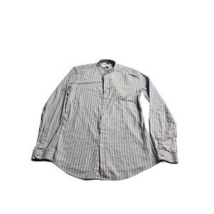 Zara Womens Button Down Long Sleeve Striped Shirt Medium Slimfit Blue/white